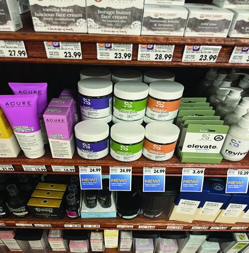 Products on retail shelves